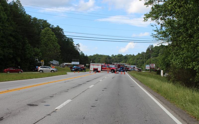 Megan Broome/The Clayton Tribune. An accident on Highway 441 near Clayton Saturday resulted in a road closure and traffic delays for several hours. 